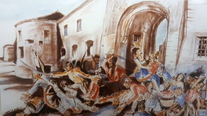 l'Assalto turchesco a Cariati , dipinto di Saverio Liguori